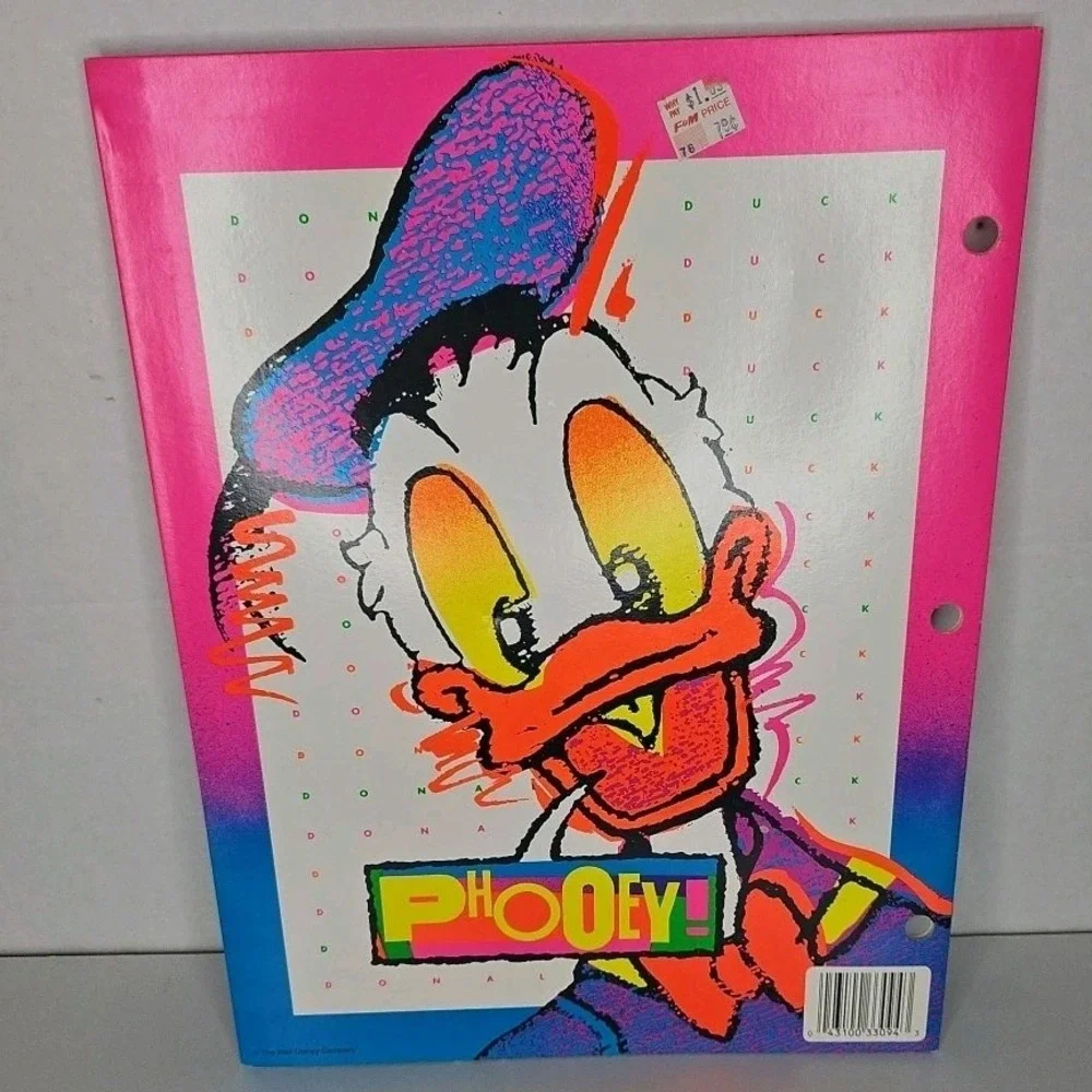 Vtg MEAD Donald Duck 3 Ring Folder & Writing Tablet 1980's Disney Stationary Rar
